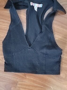 Urban Outfitters Black Ribbed Halter Crop Top